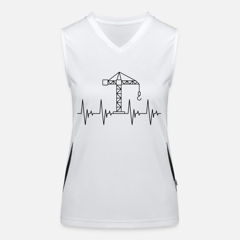 Crane black heartbeat construction vehicles Women's Functional Contrast Tank Top