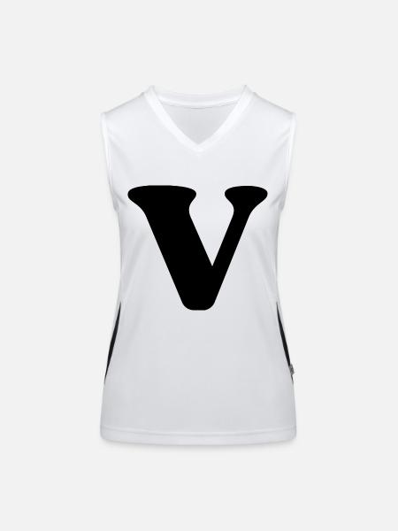 Lettre v - Débardeur respirant contrasté Femme - blanc/noir - Devant
