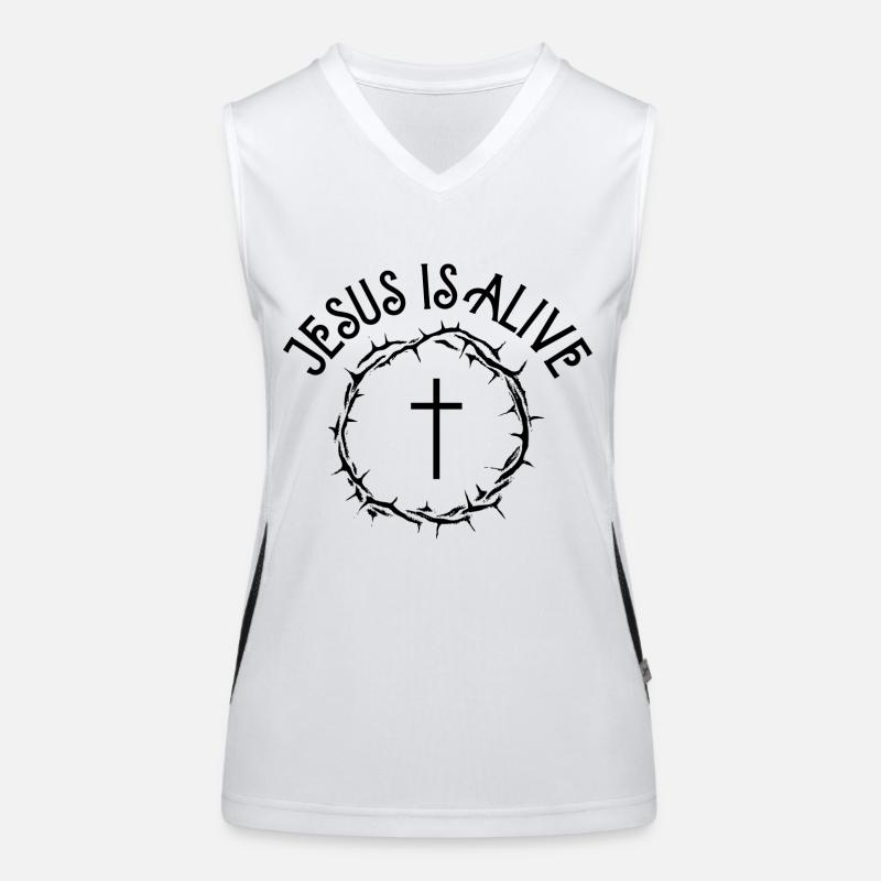 Jesus is alive Funktionelles Kontrast-Tank Top für Frauen