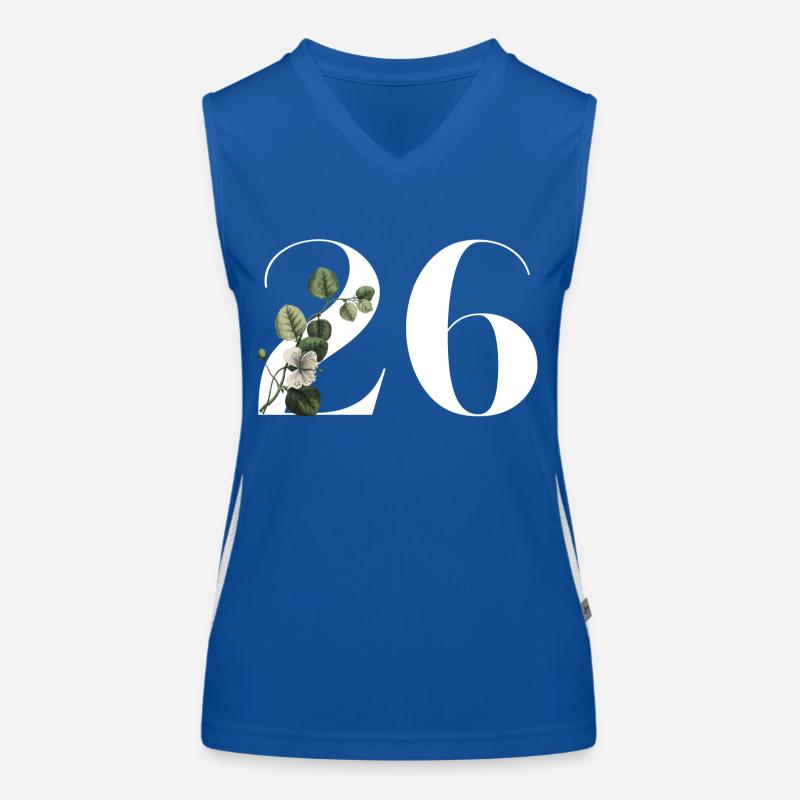 Nummer 26 Blumengrün -26. Blumengeburtstag Funktionelles Kontrast-Tank Top für Frauen