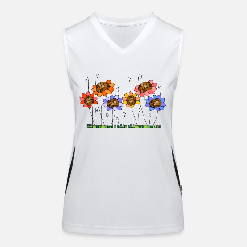 Fiori Top sportivo da donna in contrasto cromatico