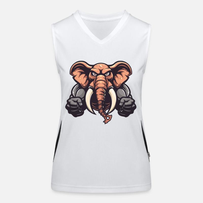 Elephant Animal Comic Women's Functional Contrast Tank Top