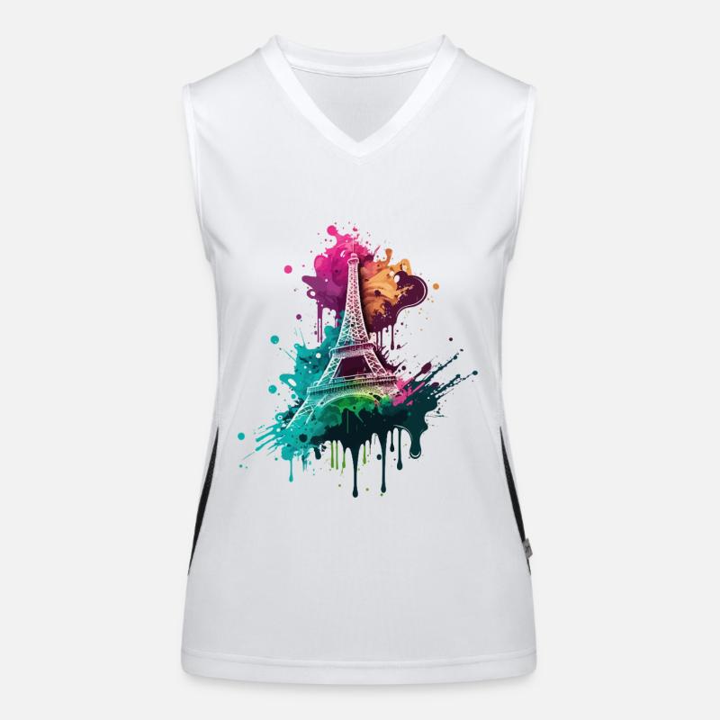 Paris Eiffelturm Skyline Frankreich Splash Bunt Funktionelles Kontrast-Tank Top für Frauen