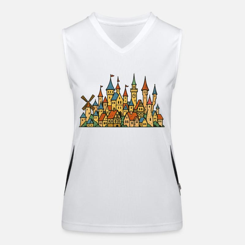 schloss dorf maerchen Funktionelles Kontrast-Tank Top für Frauen