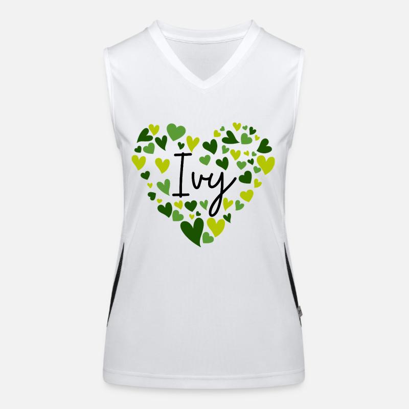 Ivy Name Design with Heart-Shaped green Hearts Women's Functional Contrast Tank Top