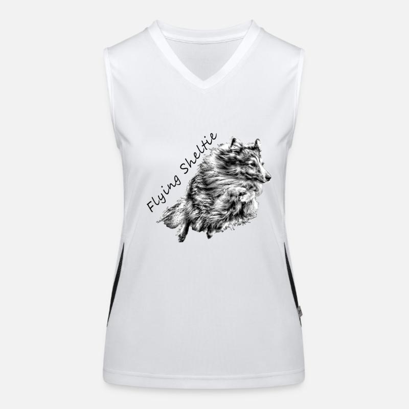 Flying Sheltie Funktionelles Kontrast-Tank Top für Frauen