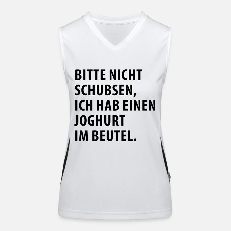 Bitte nicht schubsen – Joghurt im Rucksack (dh) Funktionelles Kontrast-Tank Top für Frauen