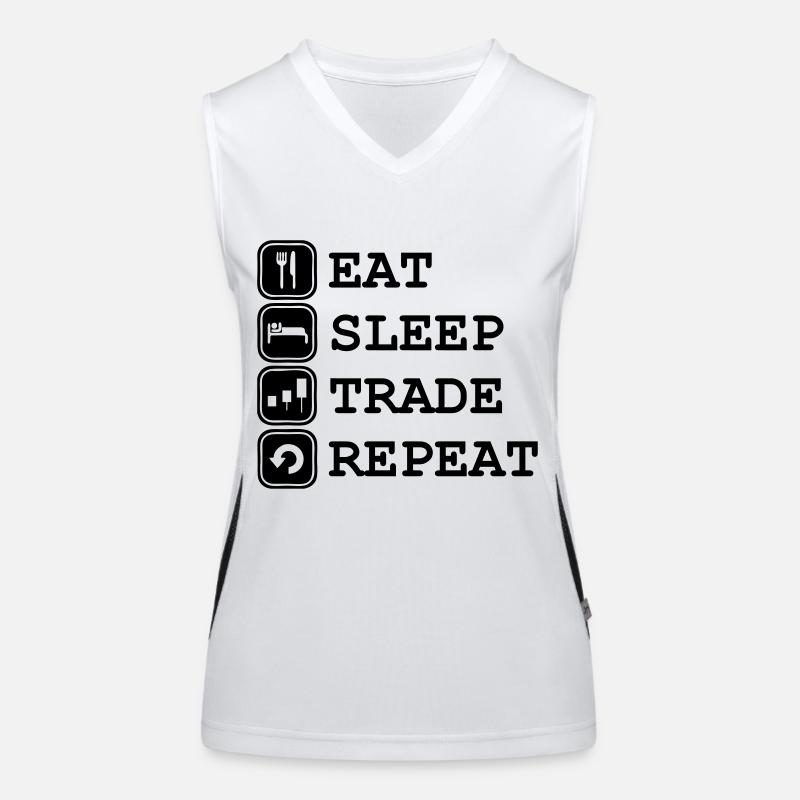 Eat, sleep, Trade, Repeat Débardeur respirant contrasté Femme