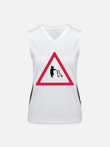 attention pensioners - Women's Functional Contrast Tank Top - white/black - Front
