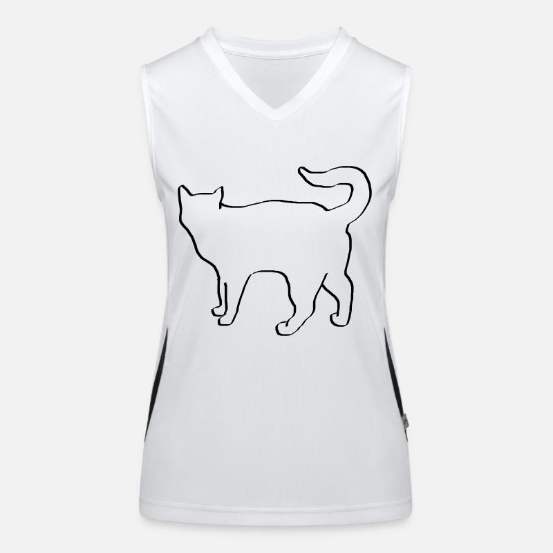 Chat dessin silhouette chat cadeau de miaou Débardeur respirant contrasté Femme