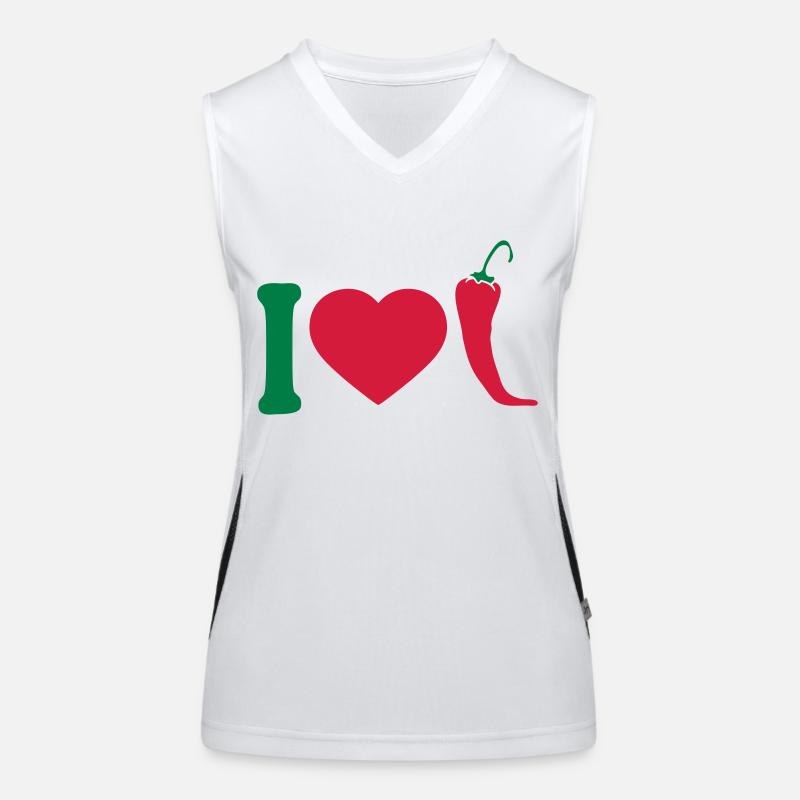 I Love Chili Chilli Pepperoni Herz Logo Women's Functional Contrast Tank Top