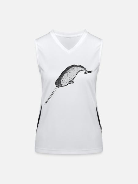 Narwal / Narwhal Design I - Funktionelles Kontrast-Tank Top für Frauen - Weiß/Schwarz - Vorne