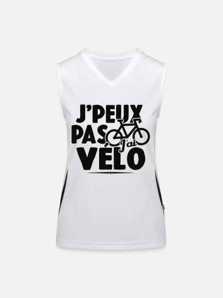 Je Peux Pas J'ai Vélo Cadeau Cycliste - Débardeur respirant contrasté Femme - blanc/noir - Devant