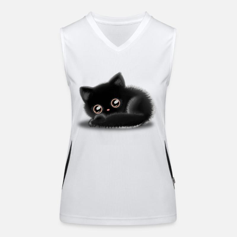 Chat noir 🐈 ⬛ Débardeur respirant contrasté Femme