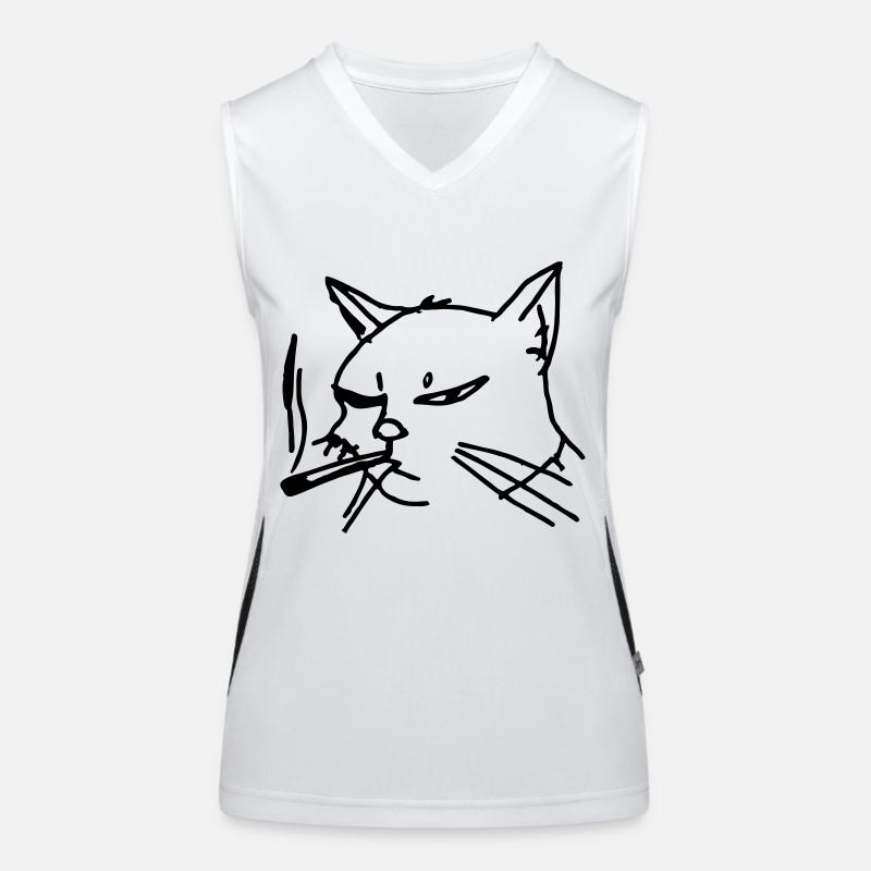 Smoking Cat Line Art Débardeur respirant contrasté Femme