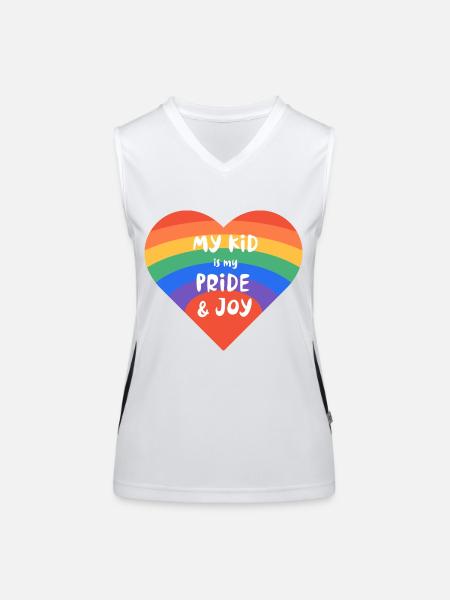 LGBTQ Shirt Heart Pride Joy for Proud Parent - Women's Functional Contrast Tank Top - white/black - Front