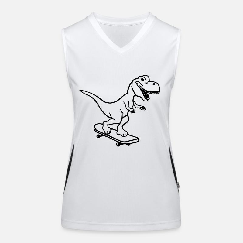 Dinosaur Skateboard Drôle d’idée cadeau Débardeur respirant contrasté Femme