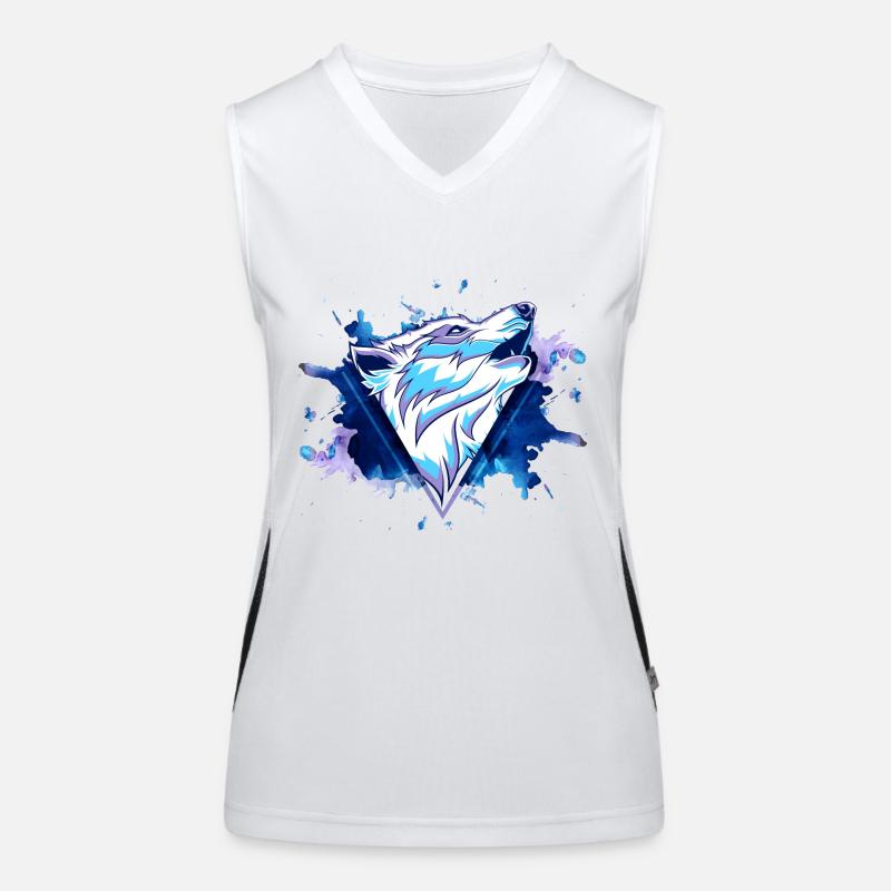 Wolf Wolfhead Predator Splash Grunge Art Women's Functional Contrast Tank Top