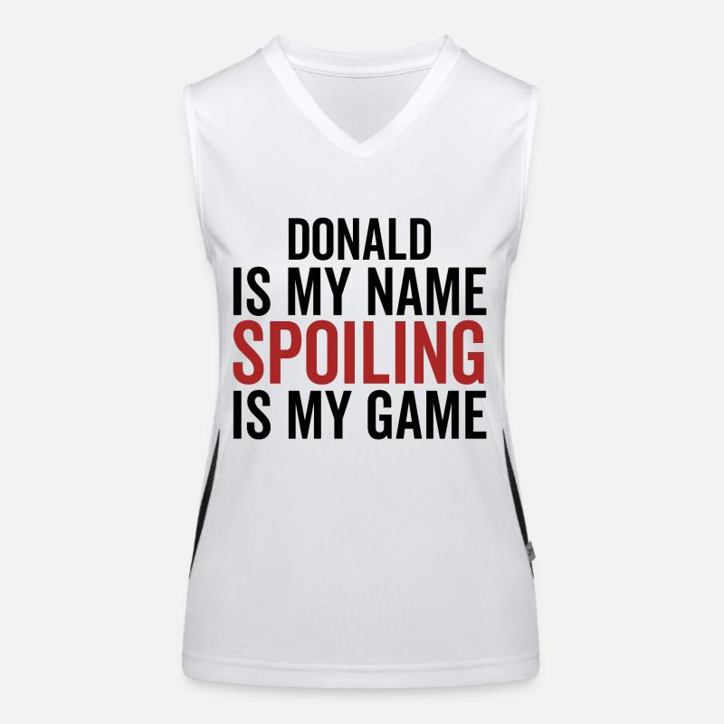 Donald est mon nom Spoiler est mon jeu Débardeur respirant contrasté Femme
