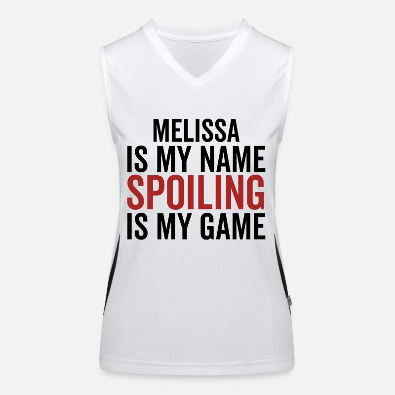 Melissa est mon nom Spoiling est mon jeu Débardeur respirant contrasté Femme
