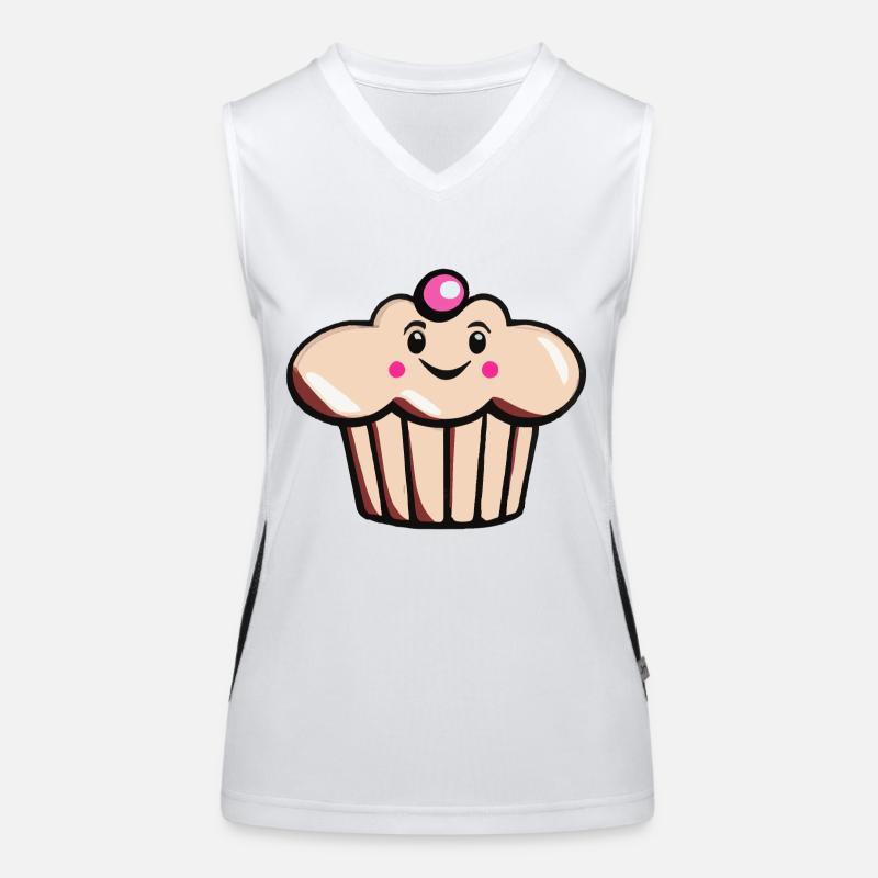Cute Muffin Cupcake with Face Vector Women's Functional Contrast Tank Top