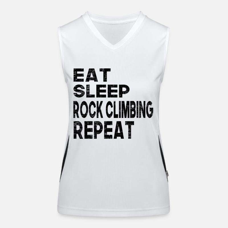 Eat Sleep Rock Climbing Repeat Funktionelles Kontrast-Tank Top für Frauen