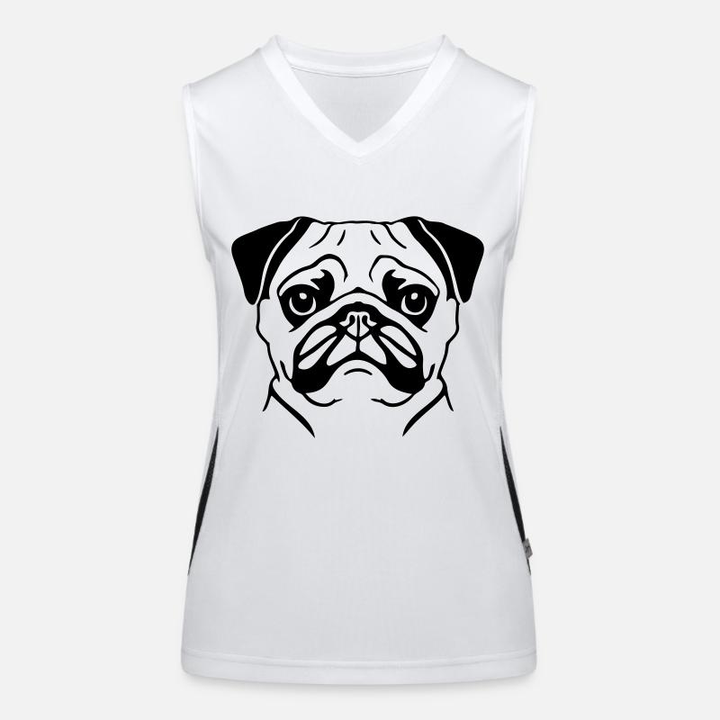 Pug Portrait Vector Illustration Women's Functional Contrast Tank Top