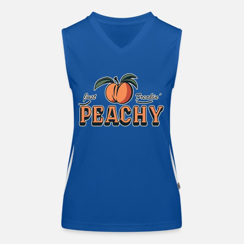 just peachy - Pfirsich Frucht Spruch Funktionelles Kontrast-Tank Top für Frauen