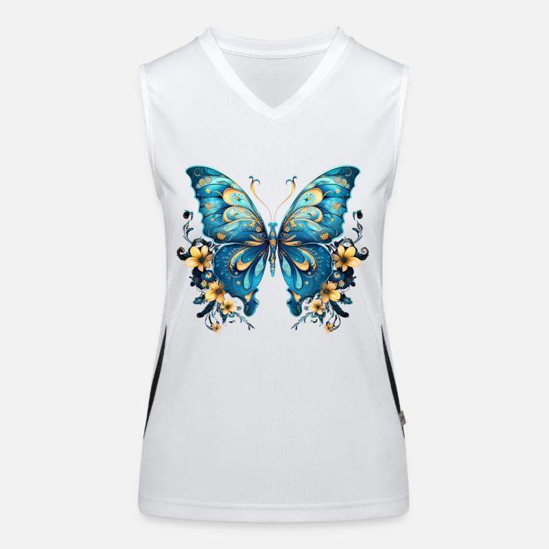 Beau papillon bleu Débardeur respirant contrasté Femme