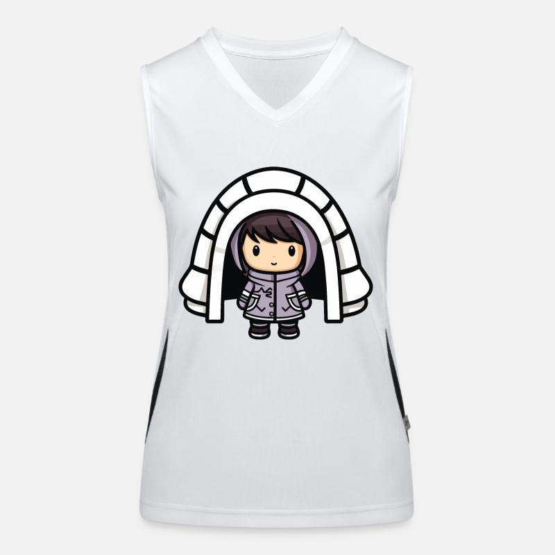 Winter Eskimo Igloo Comic Women's Functional Contrast Tank Top