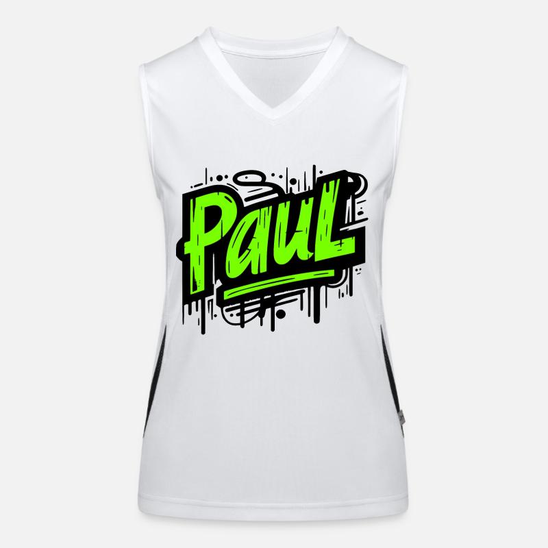 Paul Name Vorname Graffiti Funktionelles Kontrast-Tank Top für Frauen