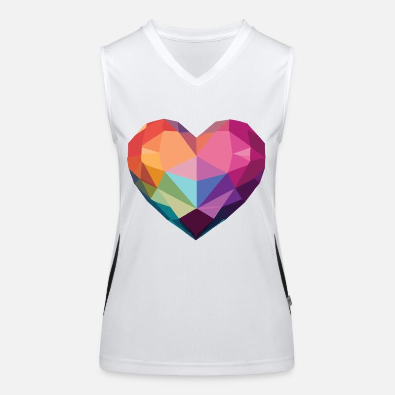 Liebe - Low Poly Herz Funktionelles Kontrast-Tank Top für Frauen