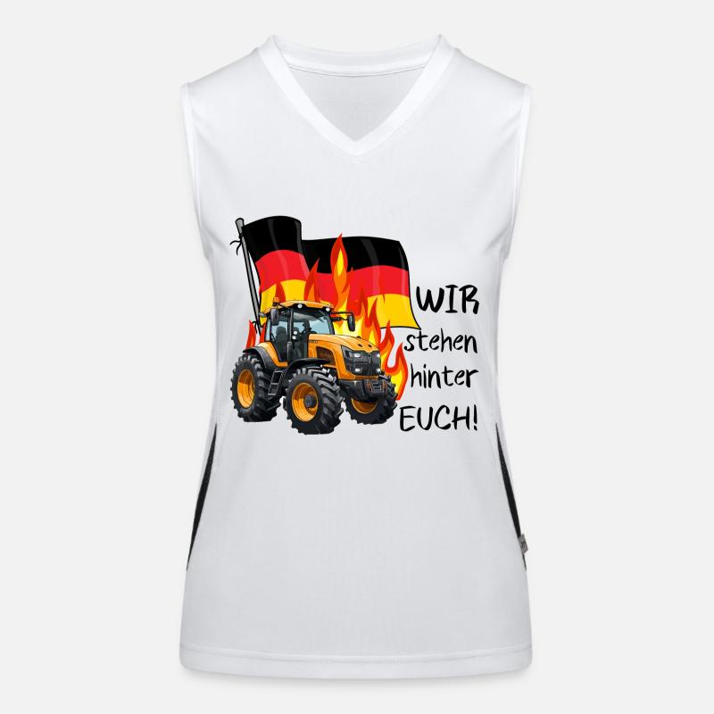 Wir stehen hinter den Bauern Funktionelles Kontrast-Tank Top für Frauen
