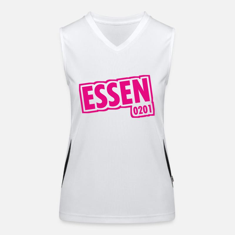 Essen - 0201 - Area Code - Slogan Women's Functional Contrast Tank Top