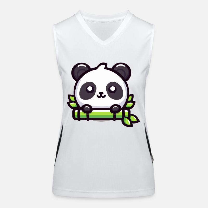 Bambus-Glückseligkeit: Chibi-Panda-Genuss Funktionelles Kontrast-Tank Top für Frauen