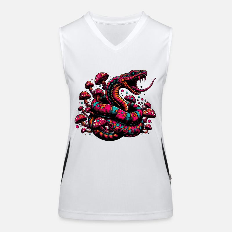 Psychedelische Schlange mit Pilzen Funktionelles Kontrast-Tank Top für Frauen