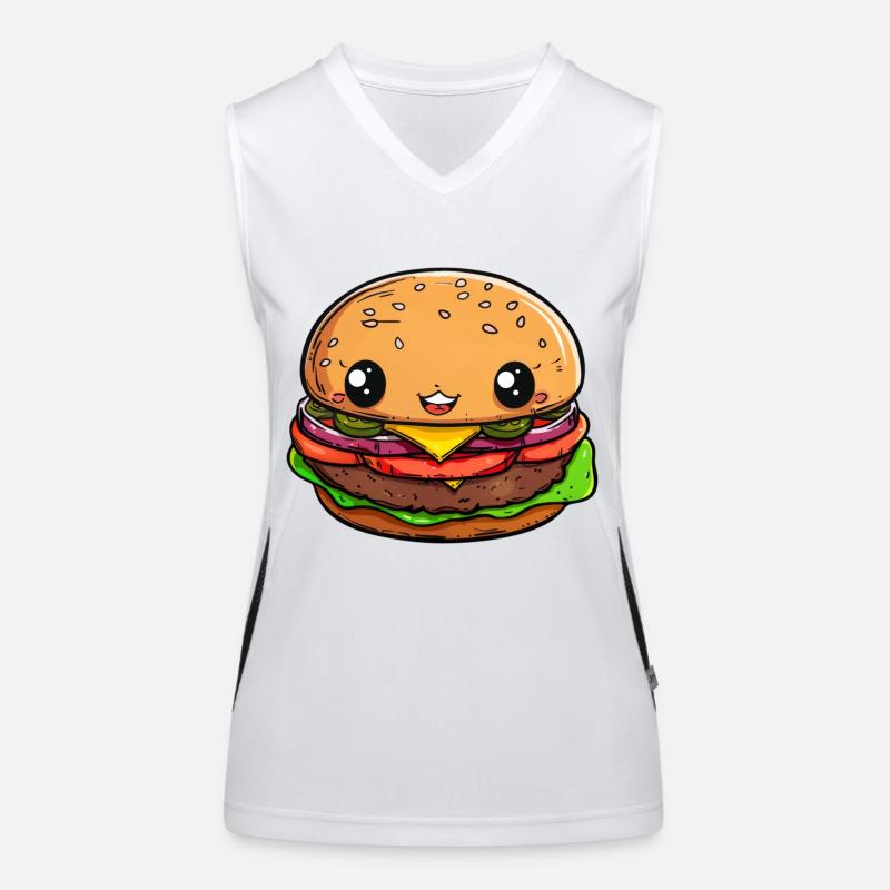 Funny Burger Comic Women's Functional Contrast Tank Top
