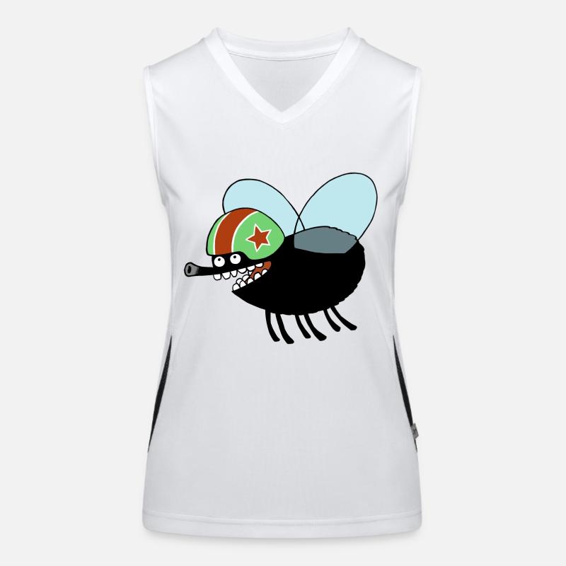 flying fly - Women's Functional Contrast Tank Top - white/black
