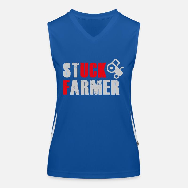 STUCK FARMER GREY RED Women's Functional Contrast Tank Top