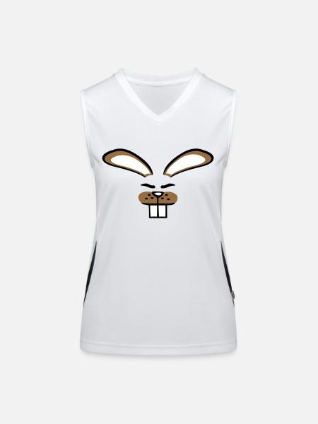 Hase Kaninchen Häschen Cartoon Kleintier niedlich - Funktionelles Kontrast-Tank Top für Frauen - Weiß/Schwarz - Vorne