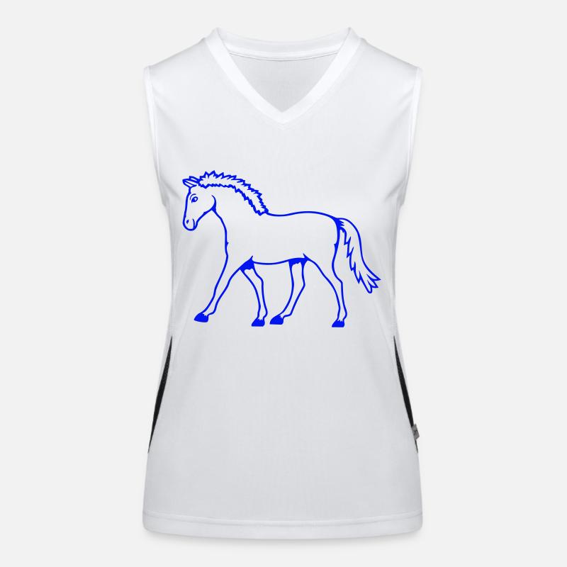 cheval course va cavalier dessin animé équitation mignon bande dessinée Débardeur respirant contrasté Femme
