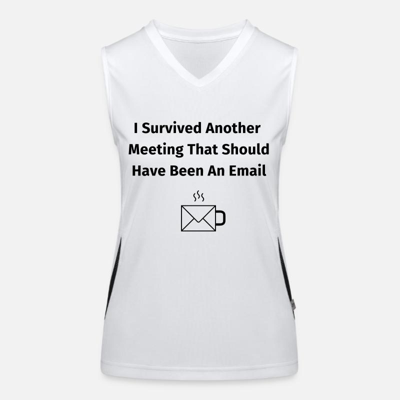 I Survived Another Meeting Funktionelles Kontrast-Tank Top für Frauen