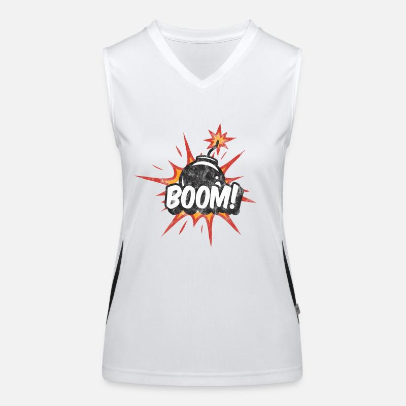 Boom! Bombe Explosion Kinder Comic Funktionelles Kontrast-Tank Top für Frauen