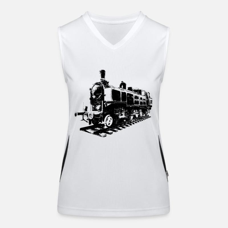Dampflokomotive Funktionelles Kontrast-Tank Top für Frauen
