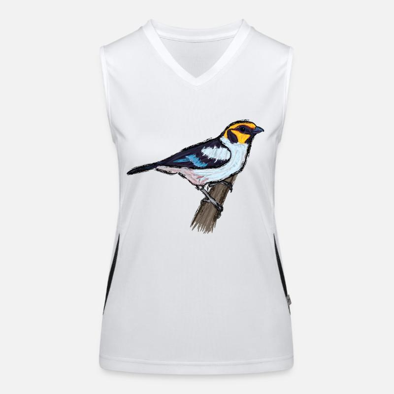 Rotstirntangar/ Flame-Faced Tanager Design I Funktionelles Kontrast-Tank Top für Frauen
