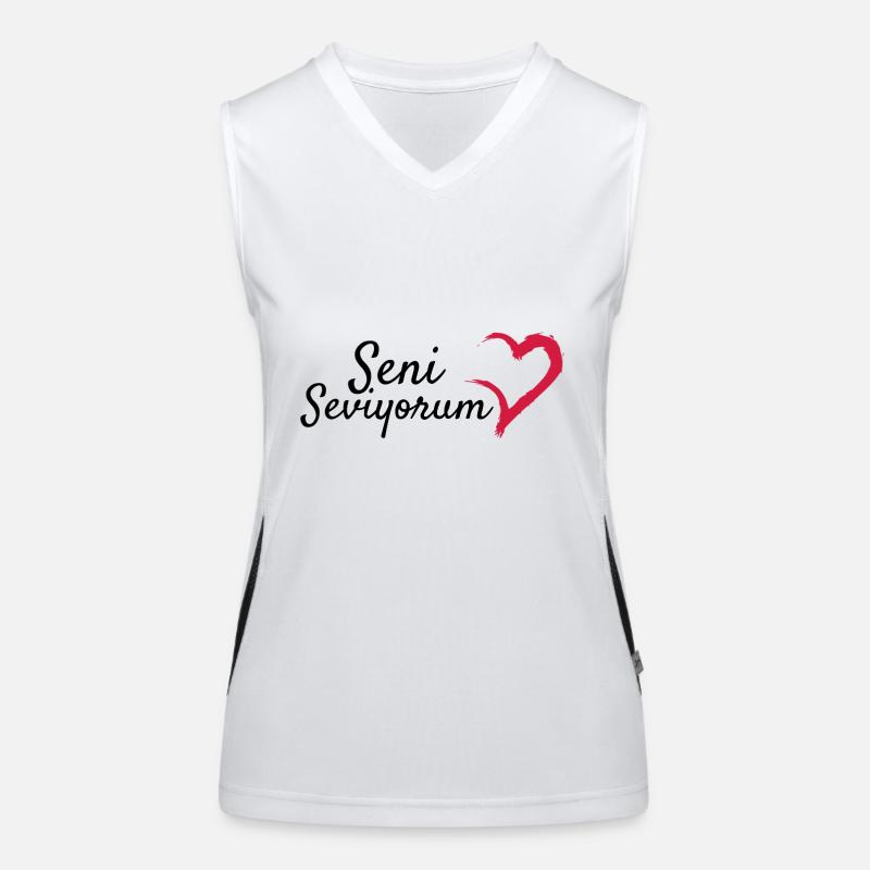 Seni Seviyorum auf Türkisch Geschenkidee Geschenk Funktionelles Kontrast-Tank Top für Frauen