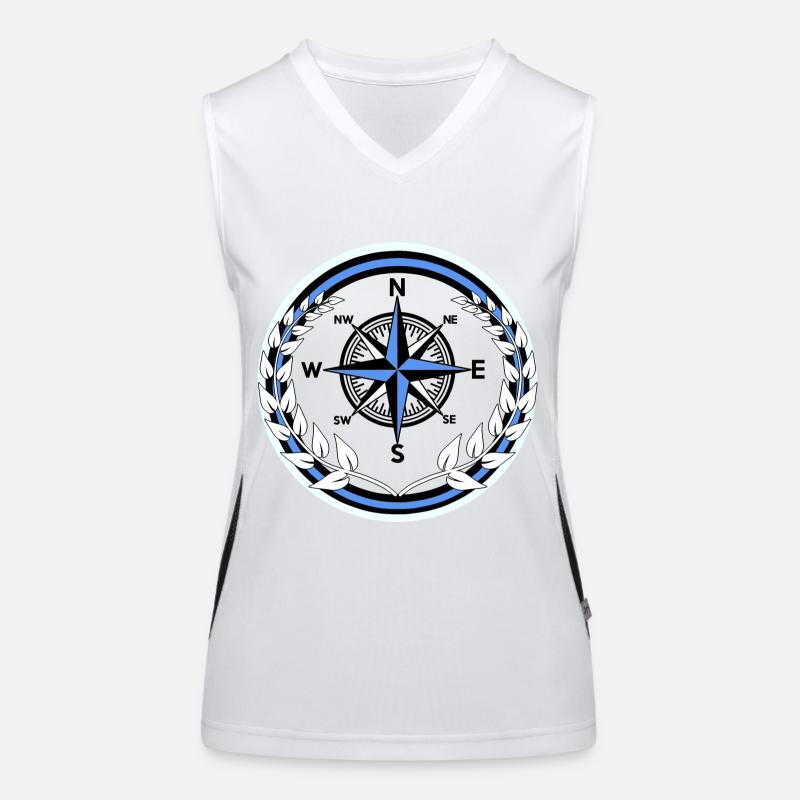 Compass Sailor Laurel Wreath Ahoy Maritime Women's Functional Contrast Tank Top