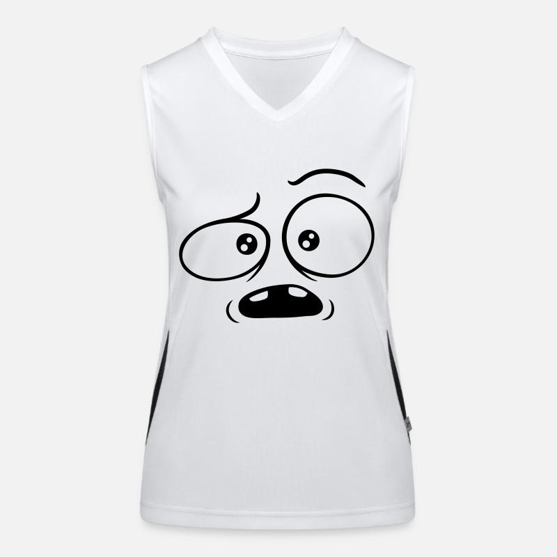 Confused skeptical comic face Women's Functional Contrast Tank Top