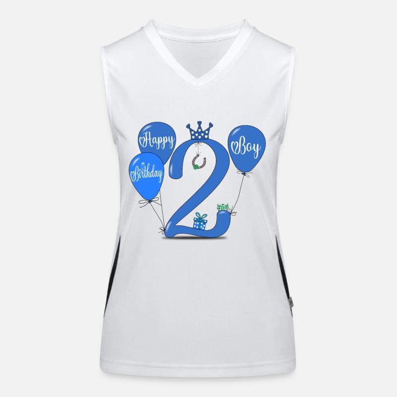 2 Geburtstag Boy Luftballon Funktionelles Kontrast-Tank Top für Frauen