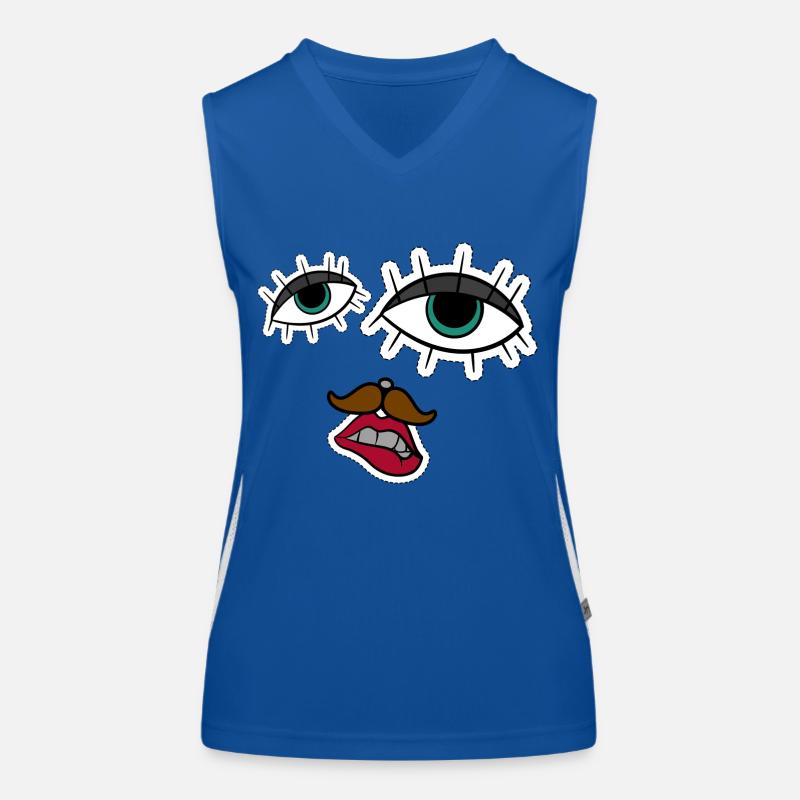 abstract face funny and creative Women's Functional Contrast Tank Top